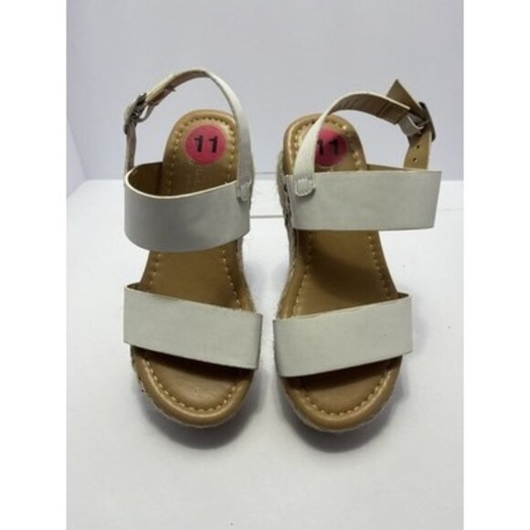 Jessica Carlyle Girls 11 White Strappy Platform Espadrilles Sandals - Picture 1 of 5